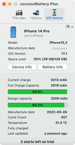 在 Mac 上查询 iPhone/iPad/Mac 电池健康度及设备资讯的实用工具