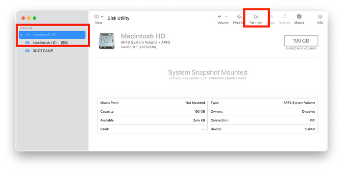 透过磁盘工具程序移除 BootCamp 安装的 Windows 10 完整教学