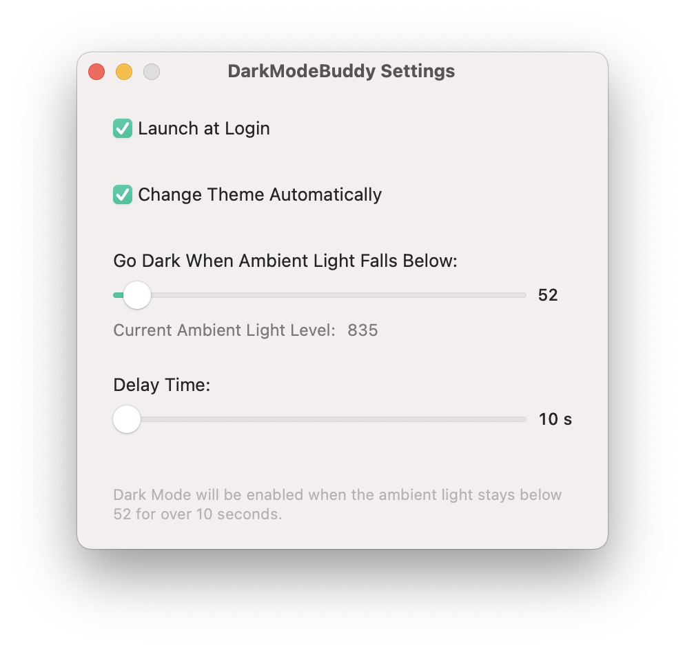 Mac 小工具：DarkModeBuddy，随着环境亮暗自动切换深浅色模式