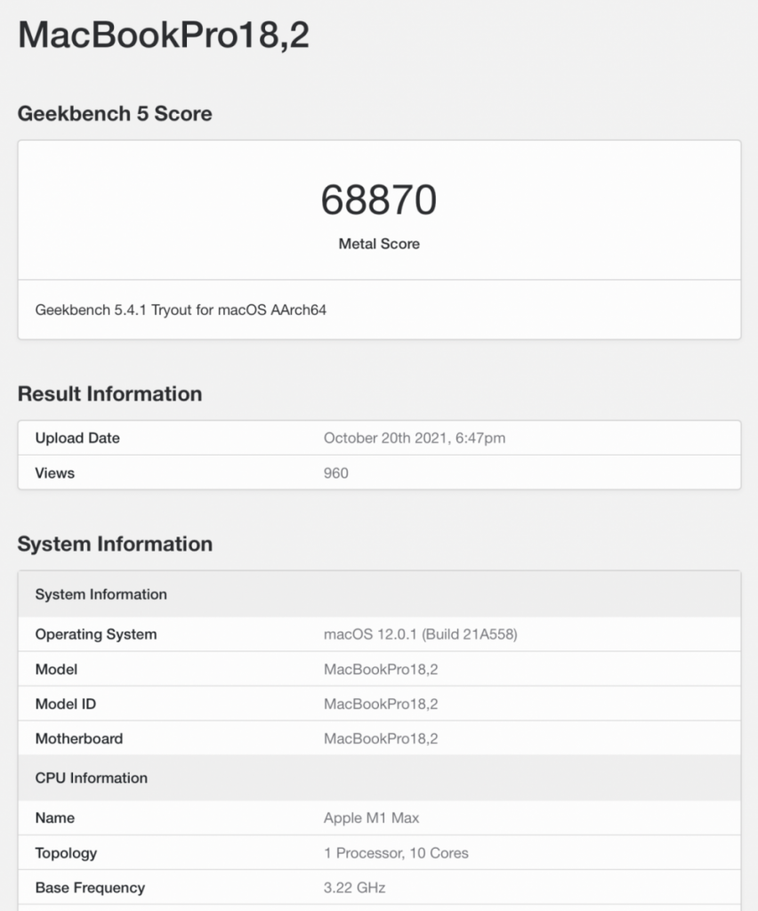 M1 Max GPU 跑分出炉：MacBook 中的顶点、次世代游戏主机的等级