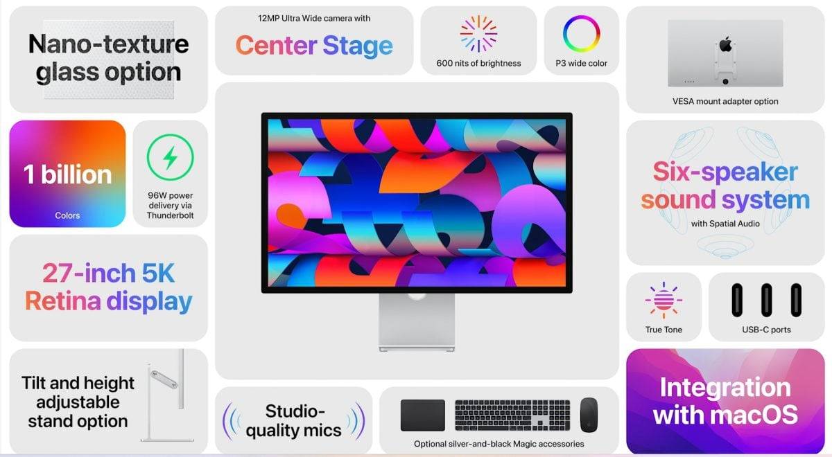 苹果推出全新专业级显示器 Studio Display：27 吋、5K、超广角镜前头
