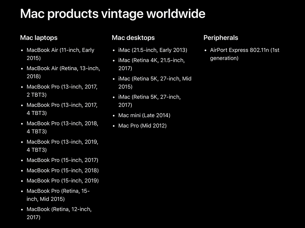 Apple Watch Series 4 与最后一款 15 英寸 MacBook Pro 被列到复古的产品 - 麦克哥