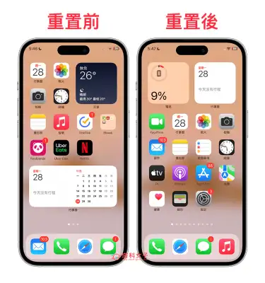 iPhone 主画面重置方法，将桌面 App 排版复原回原厂预设值