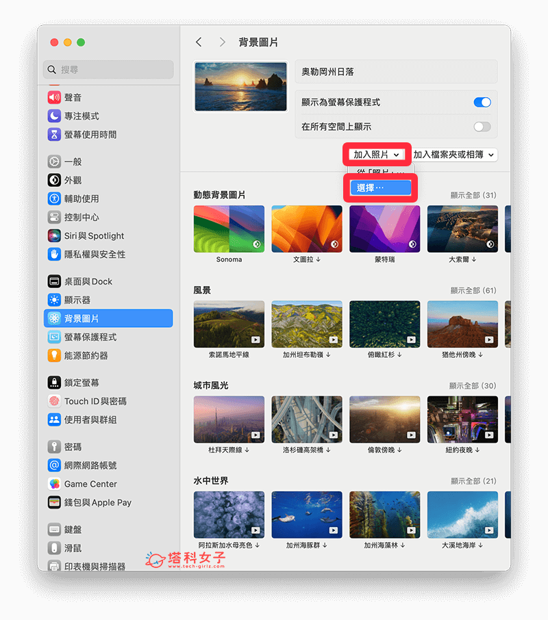Mac 换壁纸方法：加入照片