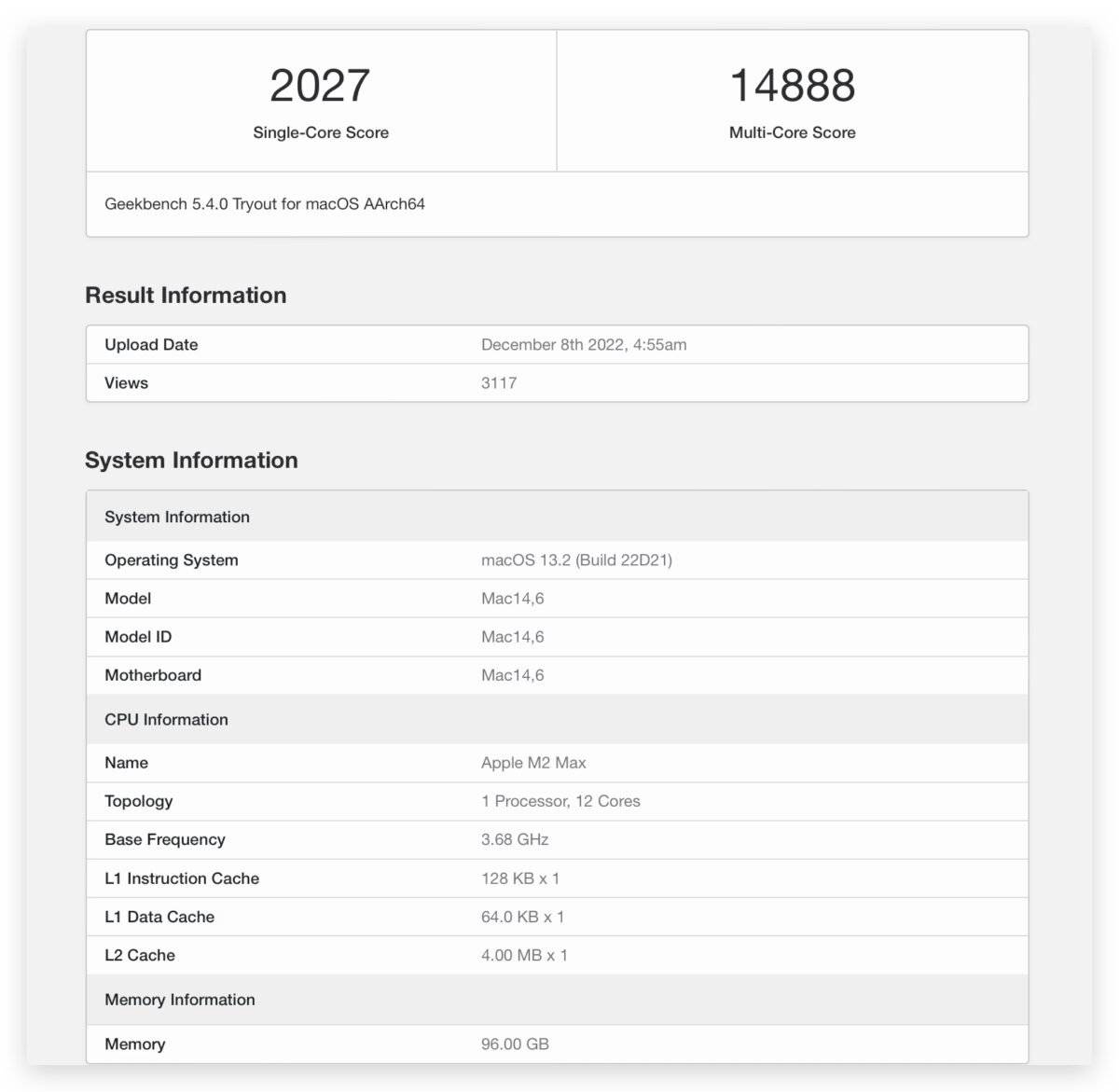 疑似 M2 Max 跑分现身，Steam 还出现两款未知的 Mac 型号