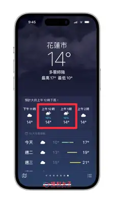 iPhone 天气降雨机率查看教程，详细显示降雨时间