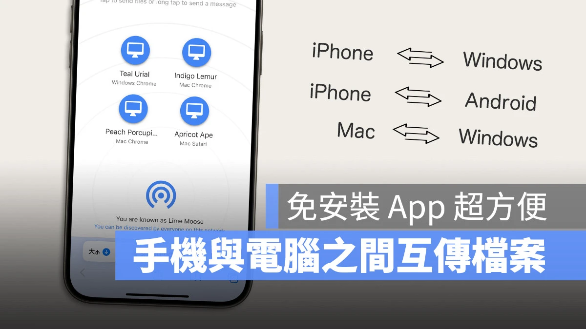 iPhone Windows PC Mac Android 互相传文件 SnapDrop