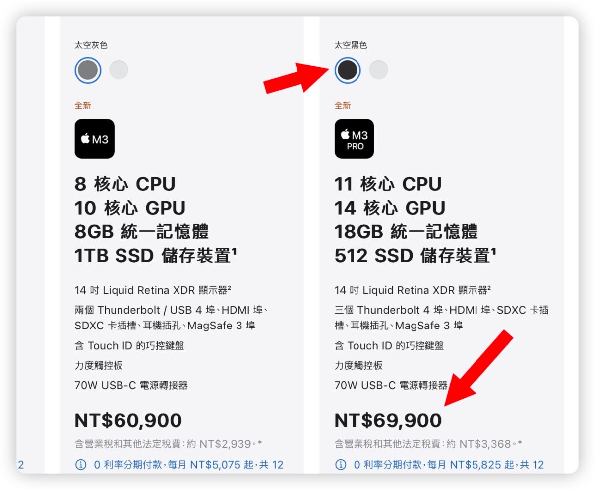 太空灰 太空黑 银色 MacBook Pro M3 Pro M3 Max