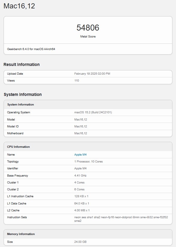 M4 MacBook Air 跑分已现身 Geekbench 数据库，大约跟标准版 MacBook Pro 差不多 - 麦克哥
