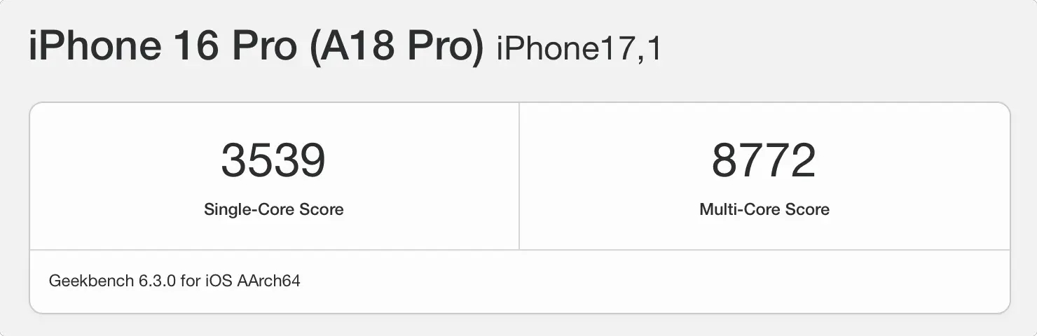 Geekbench A18 Pro