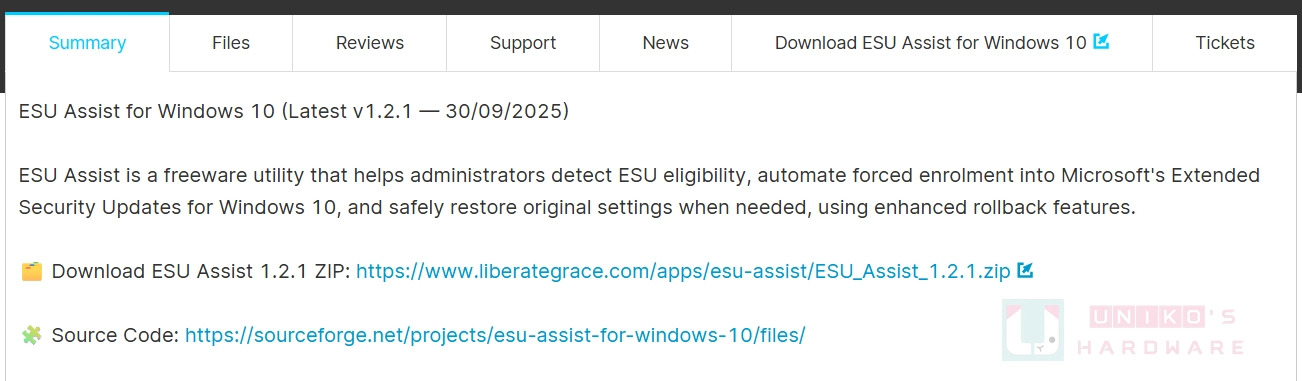 ESU Assist for Windows 10 延长更新注册工具
